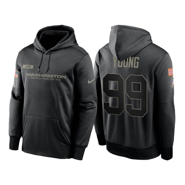 Men's Washington Football Team #99 Chase Young Black NFL 2020 Salute To Service Sideline Performance Pullover Hoodie